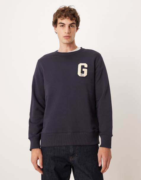GANT – Marinblå sweatshirt med G-logga i collegestil - view 1