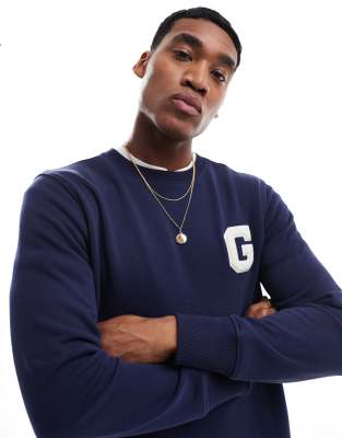 GANT – Marinblå sweatshirt med logga i collegestil - view 1