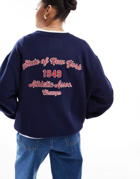 GANT – Marinblå sweatshirt med tryck baktill och logga - view 1