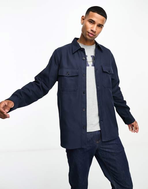 GANT - Marineblå overskjorte i kraftig twill