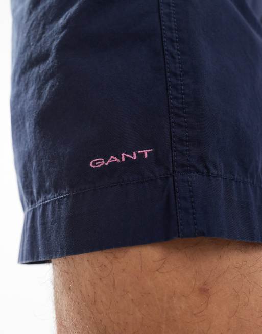 GANT - Marineblå shorts i bomuld med løbesnor og våbenskjoldslogobroderi, 3 af 5