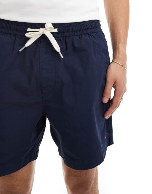 GANT - Marineblå shorts i bomuld med løbesnor og våbenskjoldslogobroderi, 5 af 5