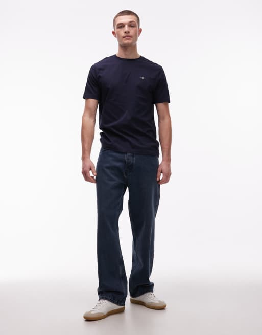GANT - Marineblå T-shirt med centralt college-logo på brystet, 2 af 5