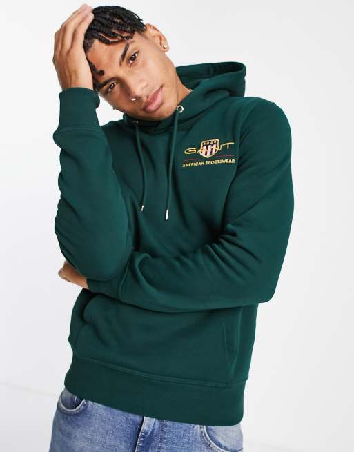 Gant shield best sale hoodie green