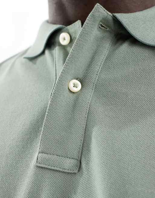 GANT - Mellemgrøn polo med broderet skjoldlogo i piqué-stof, 3 af 4