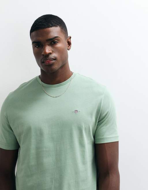 Gant - Mintgrøn T-shirt med korte ærmer og skjoldlogo i regular fit, 5 af 5