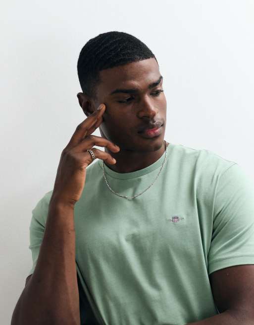Gant – Mintgrön t-shirt i regular fit med sköldlogga och korta ärmar, 2 av 5