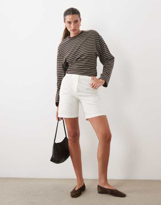 GANT momshorts met hoge taille in gebroken wit, 3 van 5
