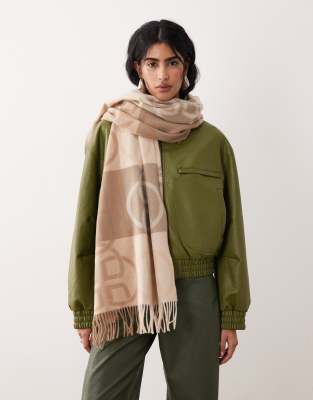 Gant GANT monogram wool scarf in beige-Neutral