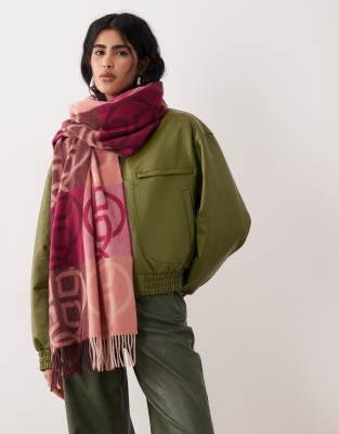 Gant GANT monogram wool scarf in plum-Red