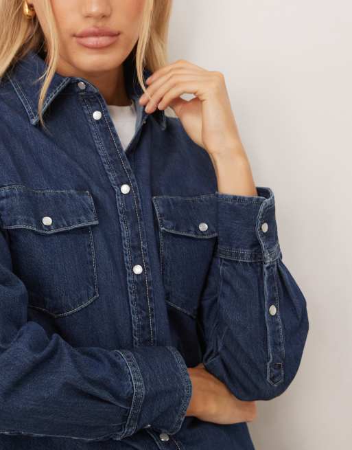 GANT - Mørkeblå denimskjorte med afslappet pasform, 4 af 4