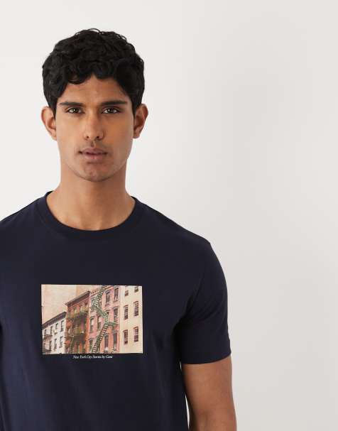 Gant - Mørkeblå T-shirt med korte ærmer og fotografik - view 1