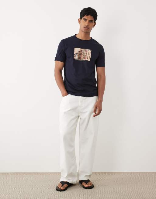 Gant - Mørkeblå T-shirt med korte ærmer og fotografik, 2 af 5