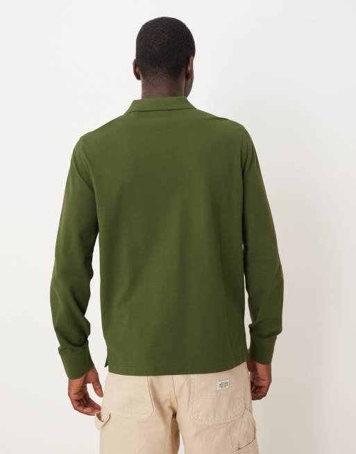 Gant - Mørkegrøn polo med lange ærmer og skjoldlogo i piqué, 4 af 5