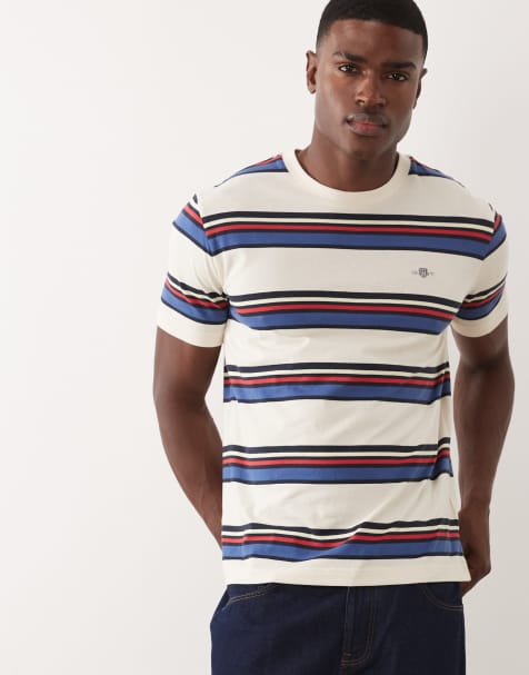 GANT multistripe t-shirt in cream - view 1