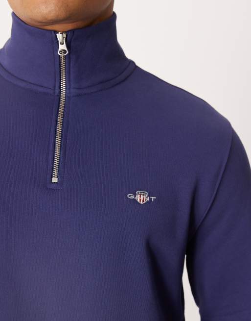 GANT – Niebieska bluza z zamkiem pod szyją i logo z tarczą, 5 z 5