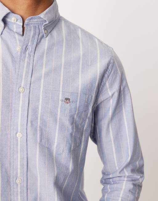 GANT – Niebieska koszula Oxford o regularnym kroju z paskami i logo, 5 z 5