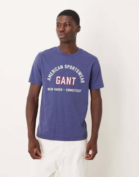 GANT – Niebieski T-shirt z logo w uczelnianym stylu - view 1