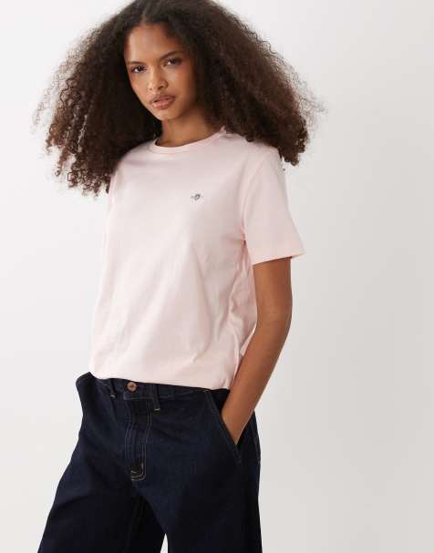 GANT - Normaal T-shirt met schildlogo in roze - view 1