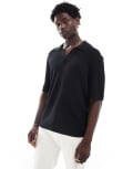 [Gant] GANT open collar knit polo in black Chest 36-38 black