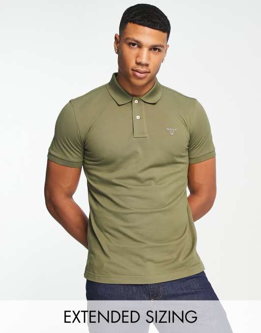 GANT - Original Icon - Polo in piqué verde medio con logo