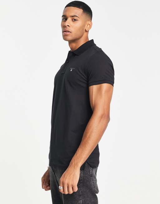 kever Eik munt GANT original logo slim fit pique polo in black | ASOS