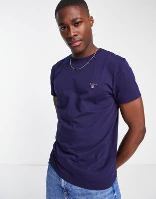 GANT original logo t-shirt in evening blue navy | ASOS