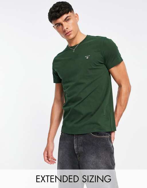 GANT – Original – T-Shirt in Dunkelgrün mit Markenlogo