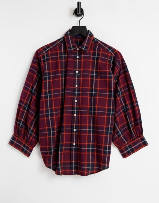 GANT – Oversize-Oxford-Hemd in Rot mit Karomuster