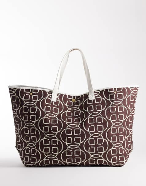 GANT - Oversized canvas strandtas in bruin - view 1