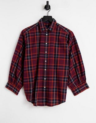 GANT oversized oxford plaid shirt in red