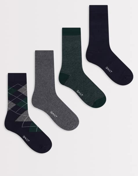 GANT - Pakke med 4 par marineblå sokker med striber og argyle-mønster - view 1