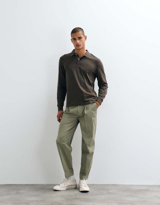 GANT pima long sleeve polo in brown, 2 of 5