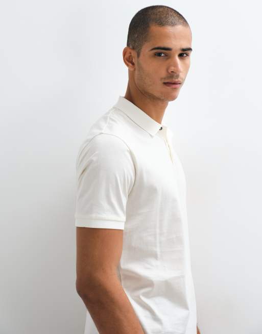 GANT Pima-Polohemd mit kurzen Ärmeln in Cremeweiß, 5 von 5