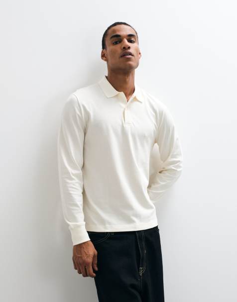 GANT pima poloshirt met lange mouwen in crème - view 1
