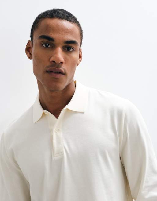 GANT pima poloshirt met lange mouwen in crème, 3 van 10
