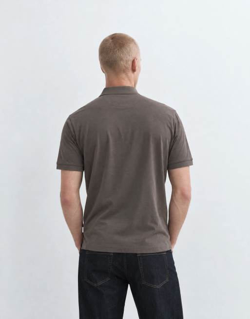 GANT pima short sleeve polo in brown, 8 of 9
