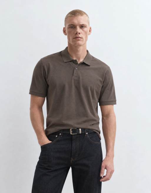 GANT pima short sleeve polo in brown, 9 of 9