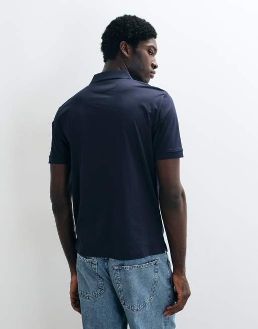 GANT pima short sleeve polo in mid blue, 5 of 5