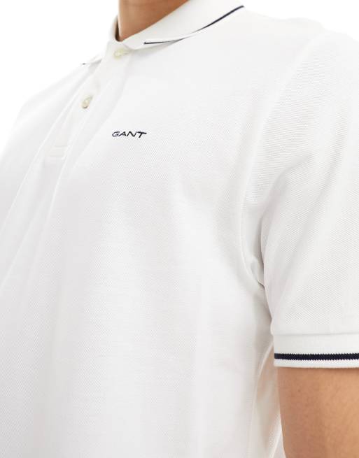 GANT - Piqué polo met een gekleurd randje en logo in wit, 3 van 4