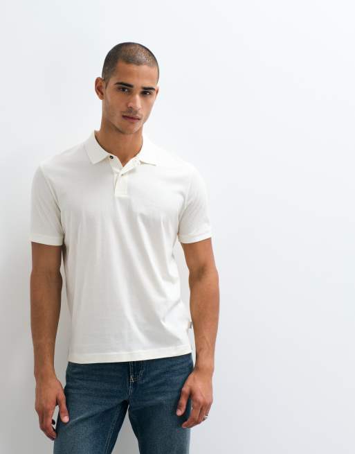 GANT polo a maniche corte in pima color crema, 1 di 5