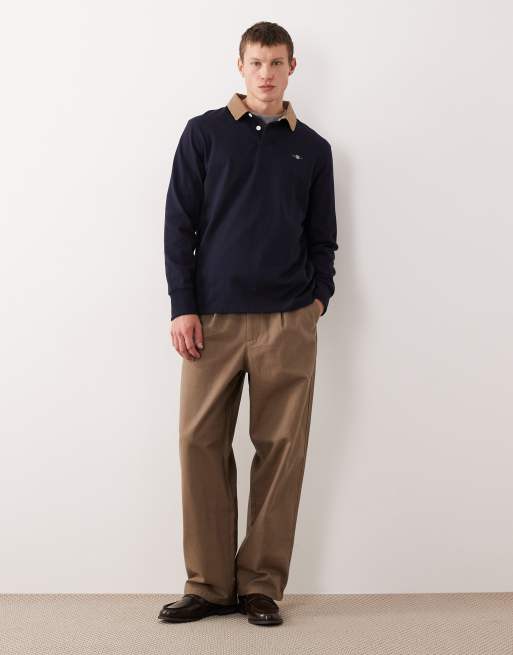 GANT - Polo avec col en velours côtelé et manches longues - Bleu marine, 2 de 5