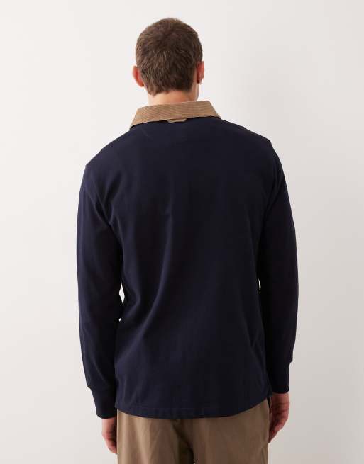 GANT - Polo avec col en velours côtelé et manches longues - Bleu marine, 4 de 5