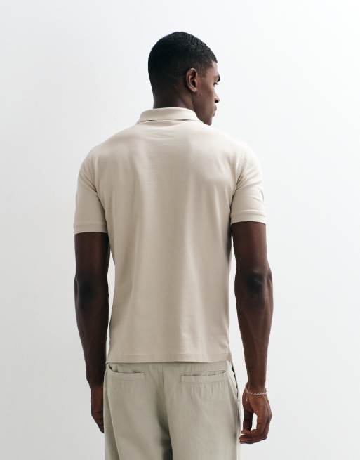 Gant - Polo beis de corte estándar con detalles en contraste de piqué, 4 de 5
