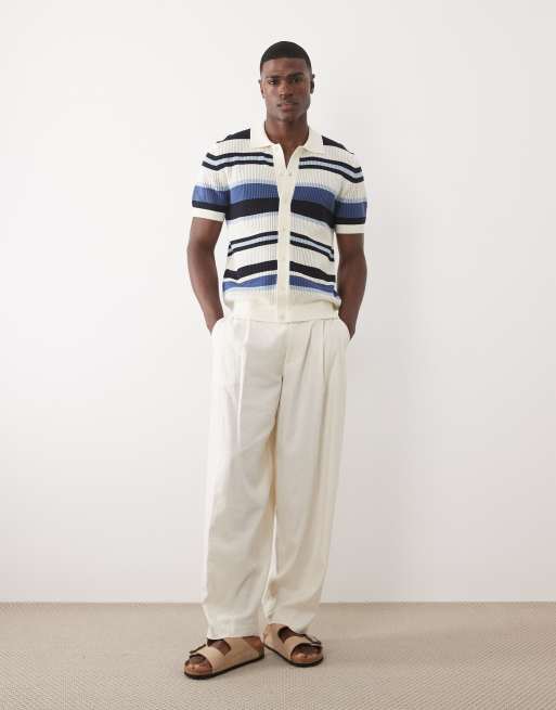 Gant - Polo boutonné en tissu texturé à rayures - Bleu, 2 de 5