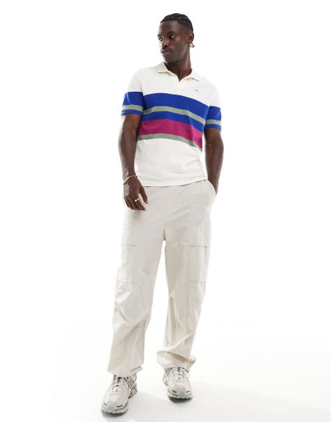 GANT - Polo color crema slavato con logo a scudo ricamato e righe multicolore - view 1