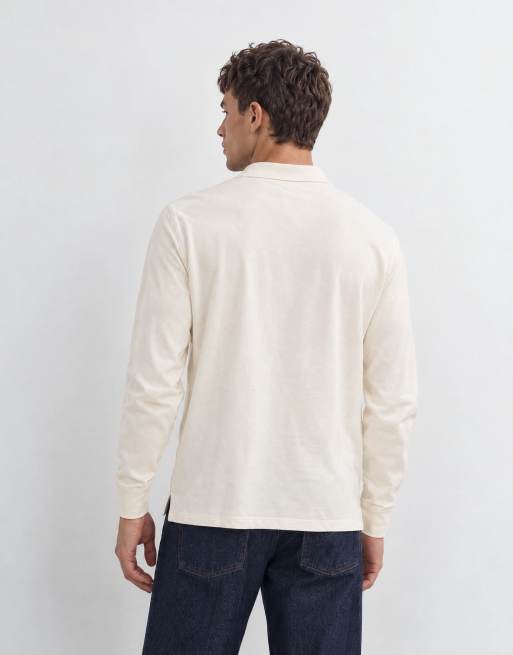 GANT polo pima a maniche lunghe color crema, 9 di 10
