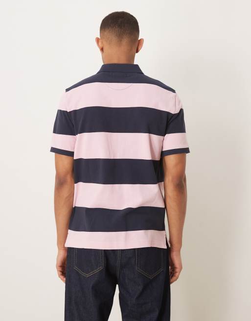 GANT - Polo piqué a righe colorblock rosa con logo dello scudo, 4 di 4