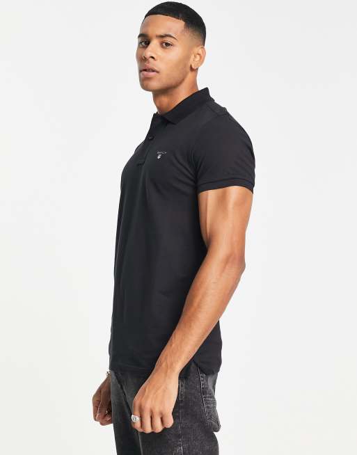 GANT - Polo slim in piqué con logo original, colore nero