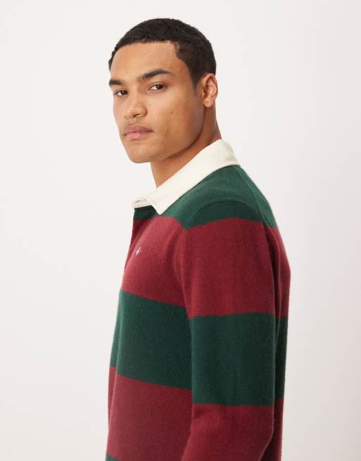 GANT - Polo stile rugby in maglina di lana d'agnello verde a righe, 4 di 5